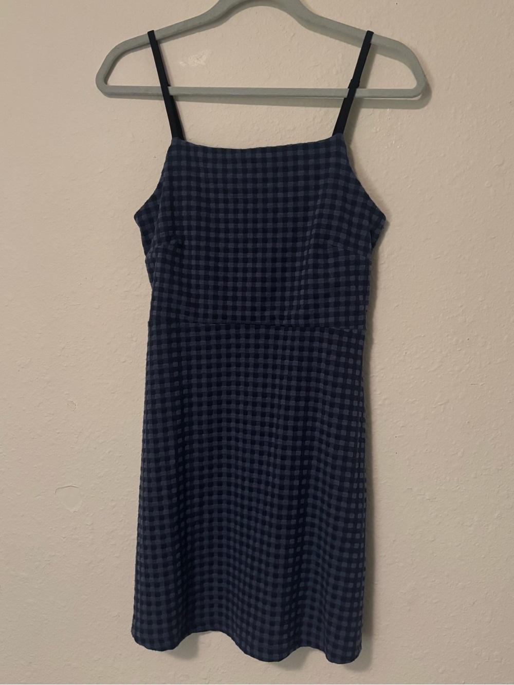 Navy Check Urban Outfitters Spaghetti Strap Mini Dress